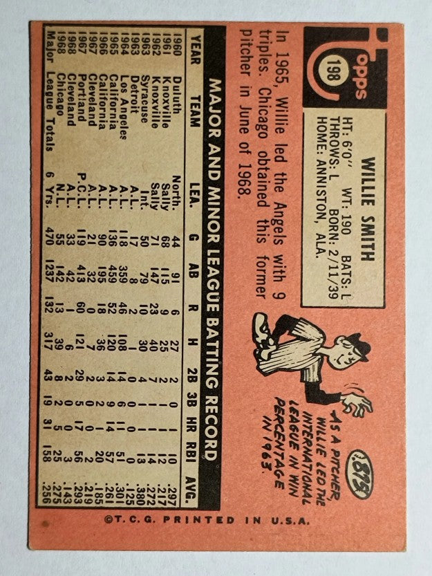 1969 Topps #198 Willie Smith (VGEX)