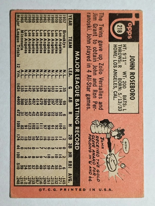 1969 Topps #218 John Roseboro (Trimmed)