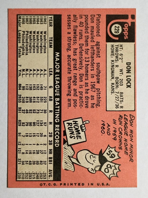 1969 Topps #229 Don Lock (EX)
