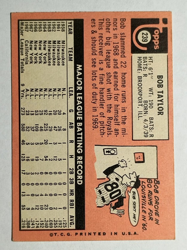 1969 Topps #239 Bob Taylor (EXMT)