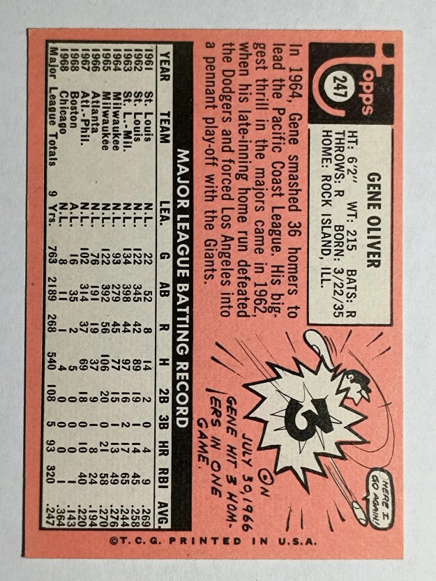 1969 Topps #247 Gene Oliver (EXMT)