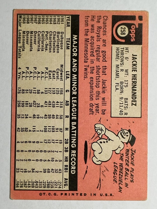 1969 Topps #258 Jackie Hernandez (VG)