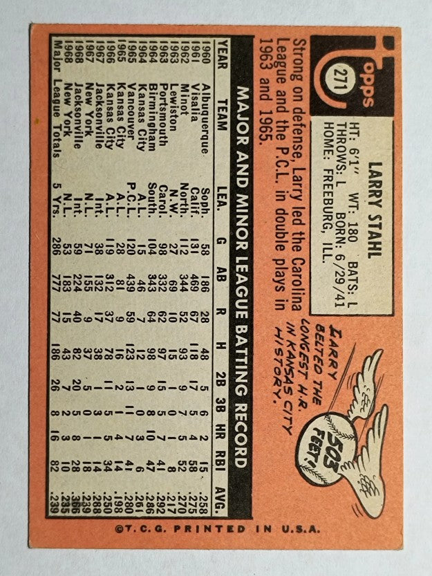1969 Topps #271 Larry Stahl (EX)