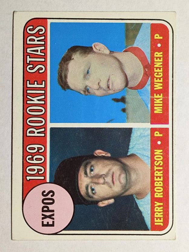 1969 Topps #284 Rookie Stars/Jerry Robertson RC/Mike Wegener RC (VGEX)