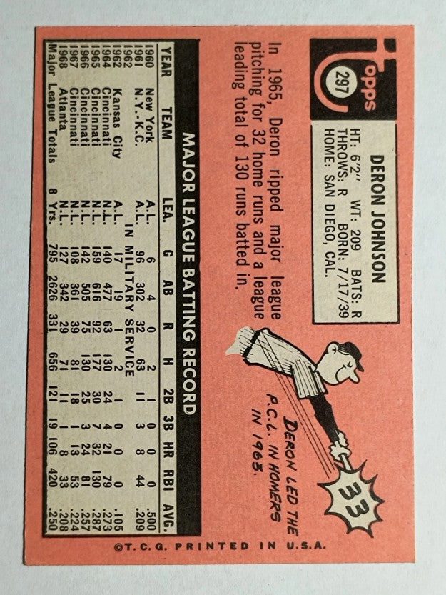 1969 Topps #297 Deron Johnson (EXMT)