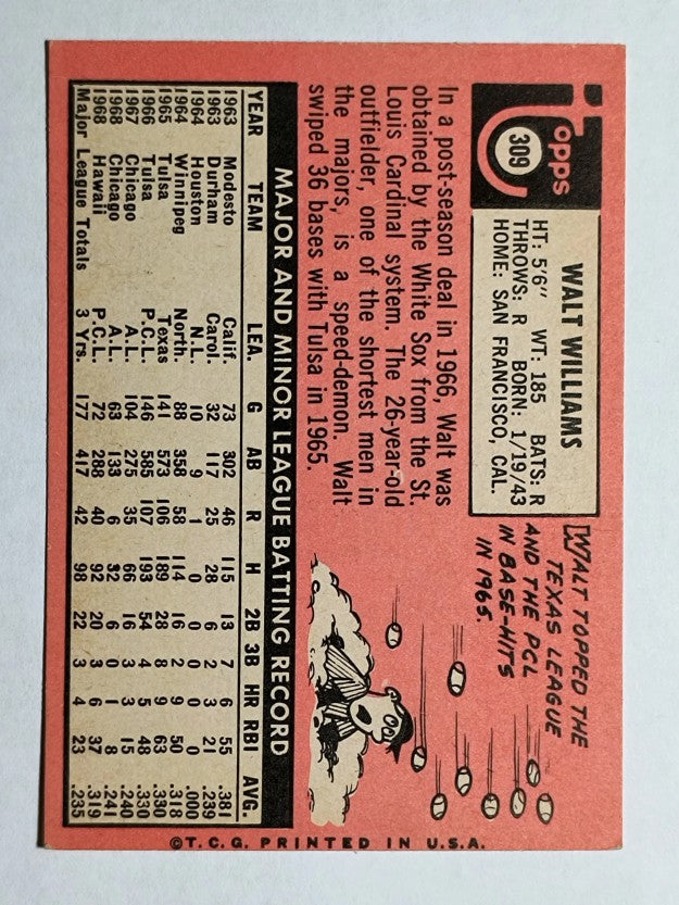 1969 Topps #309 Walt Williams (EXMT)