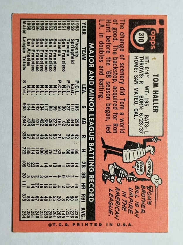 1969 Topps #310 Tom Haller (EX)