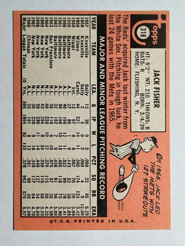 1969 Topps #318 Jack Fisher (EXMT)