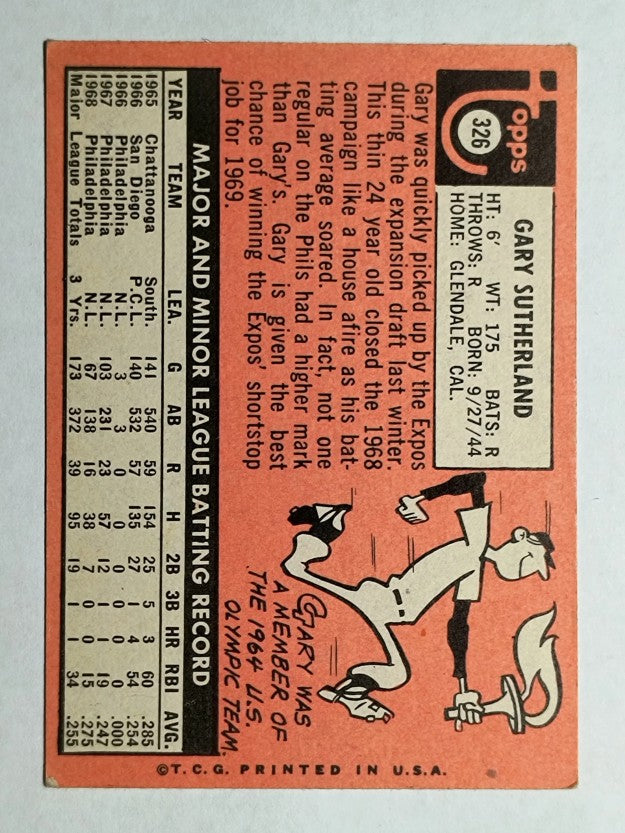 1969 Topps #326 Gary Sutherland (EX)