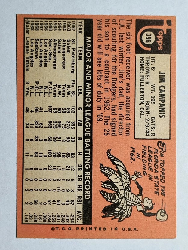 1969 Topps #396 Jim Campanis (EXMT)