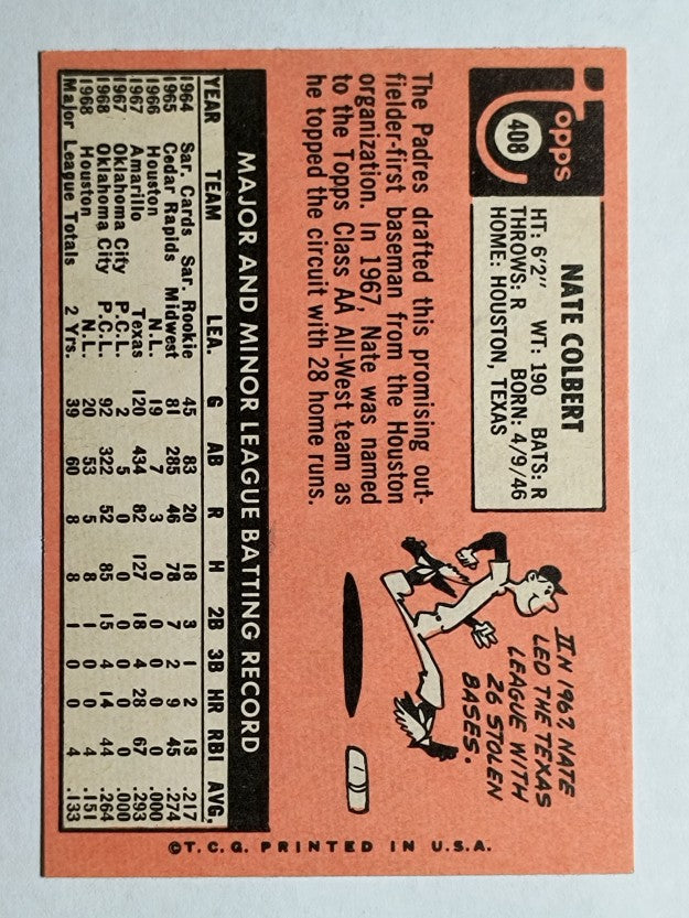 1969 Topps #408 Nate Colbert (NM)