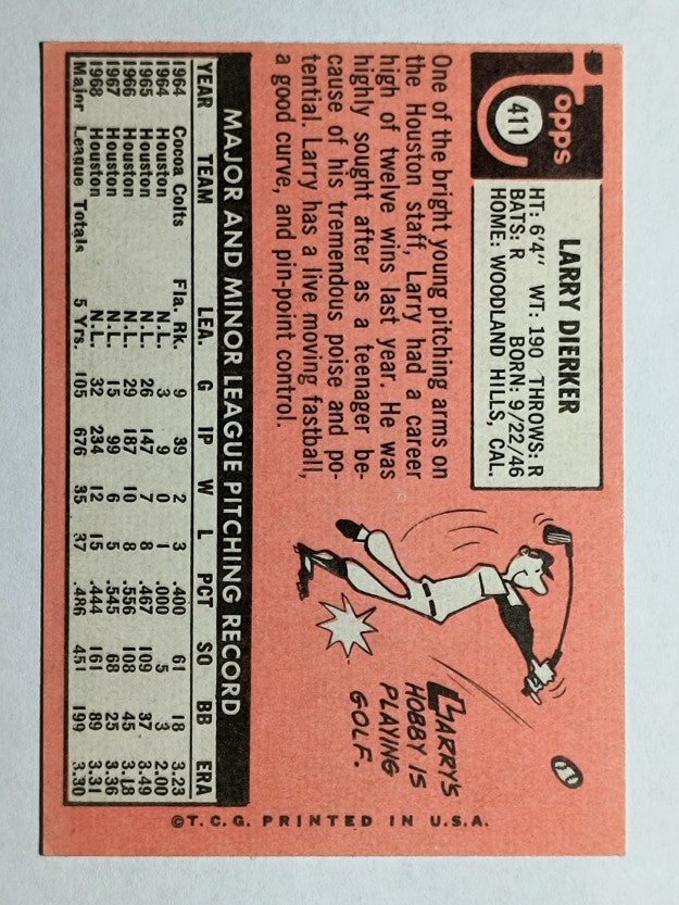1969 Topps #411 Larry Dierker (NM)