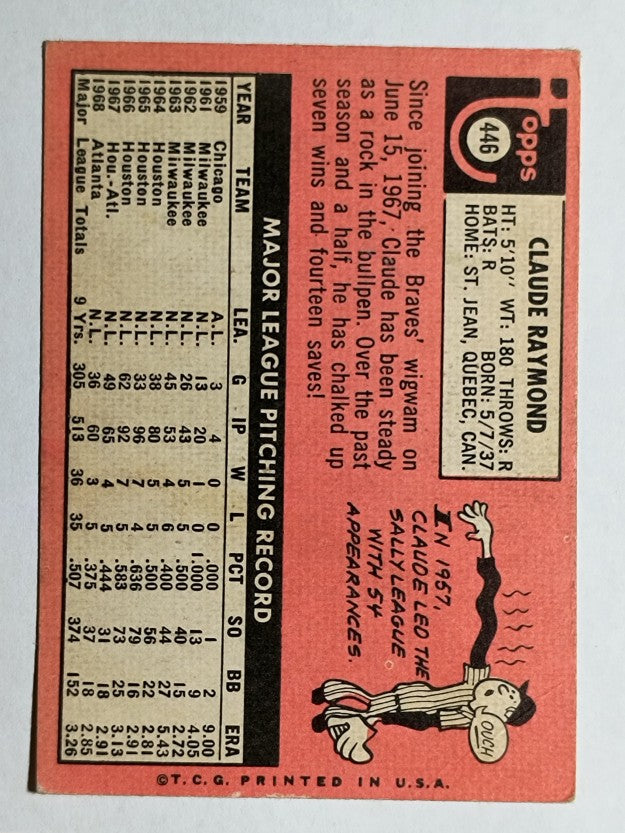 1969 Topps #446 Claude Raymond (GOOD)
