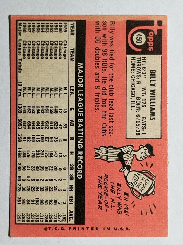 1969 Topps #450 Billy Williams (VGEX)
