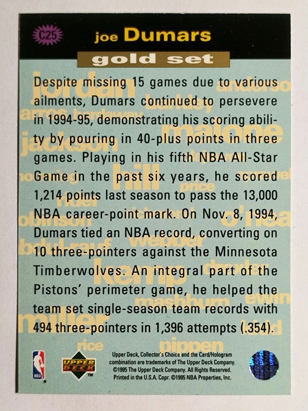 1995-96 Collector's Choice Crash the Game Scoring Gold Redemption C25 Joe Dumars