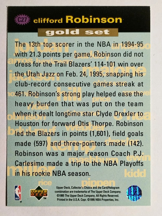 1995-96 Collector's Choice Crash Game Scoring Gold Redemption Clifford Robinson