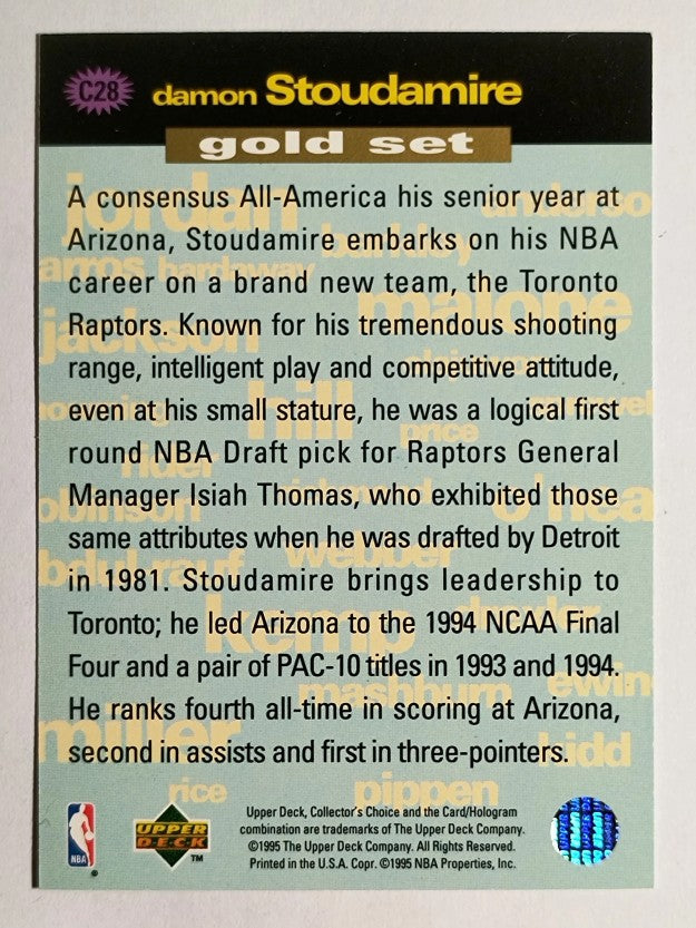 1995-96 Collector's Choice Crash Game Scoring Gold Redemption Damon Stoudamire