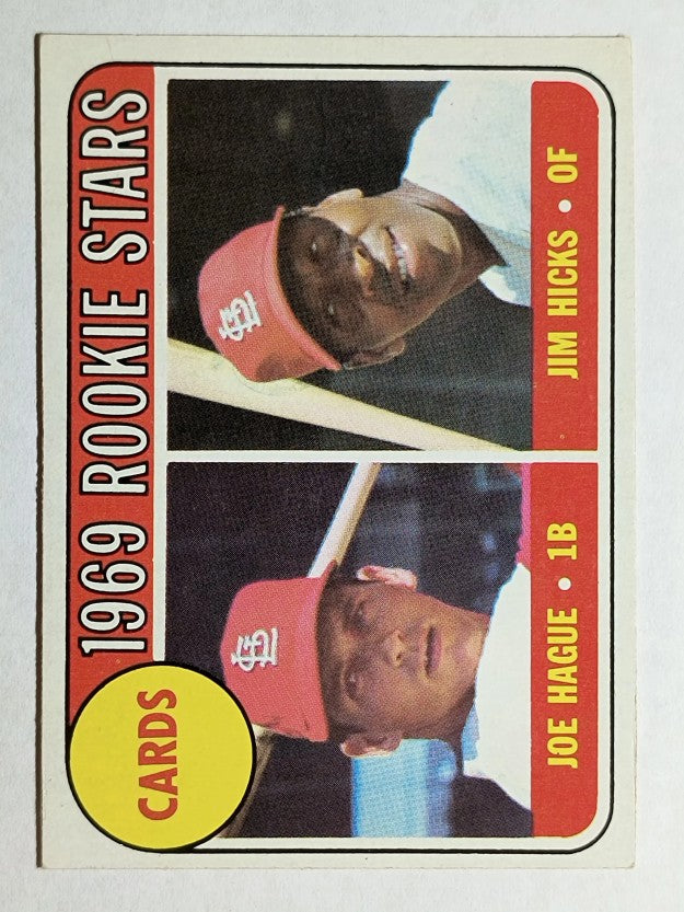 1969 Topps #559 Rookie Stars/Joe Hague RC/Jim Hicks (EXMT)