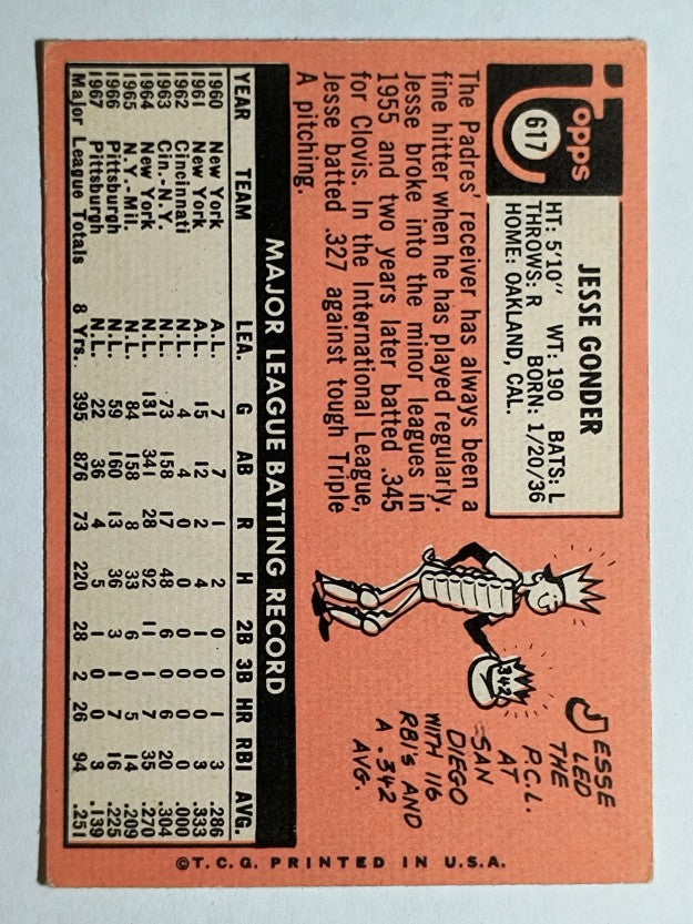 1969 Topps #617 Jesse Gonder (VGEX)