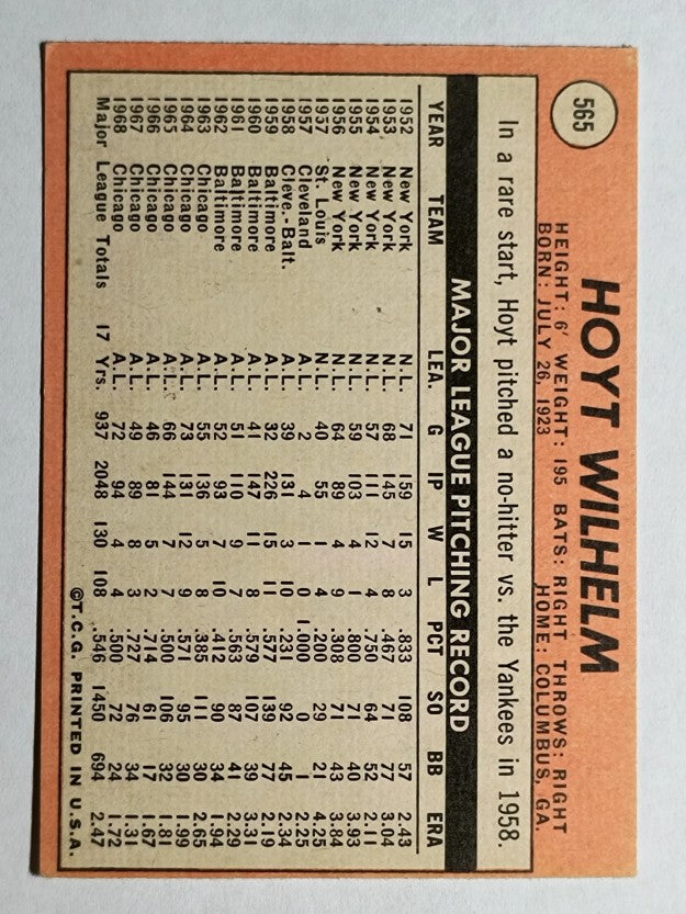 1969 Topps #565 Hoyt Wilhelm (EX)