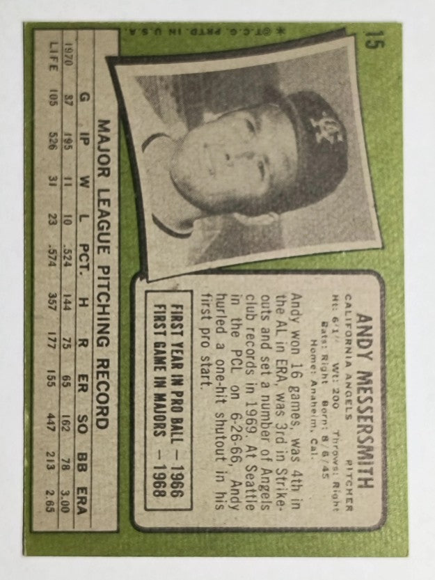 1971 Topps #15 Andy Messersmith (EX)
