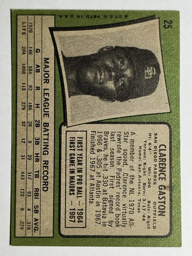 1971 Topps #25 Clarence Gaston (EX)