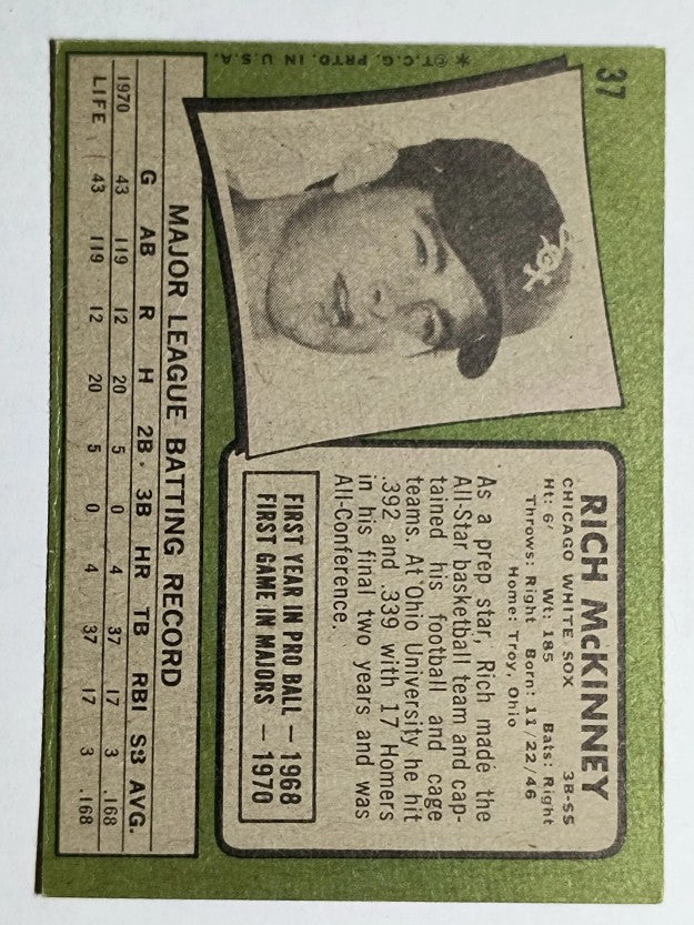 1971 Topps #37 Rich McKinney RC (EX)
