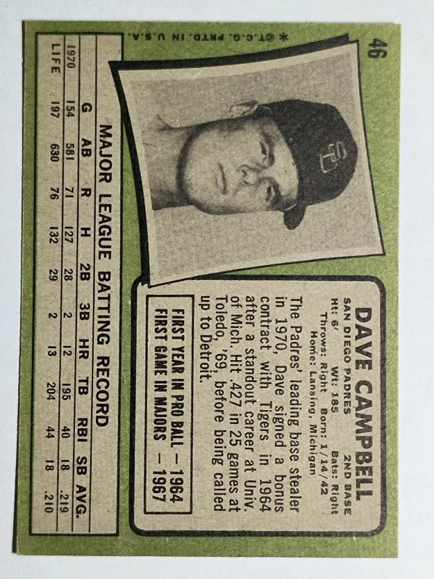 1971 Topps #46 Dave Campbell (EXMT)