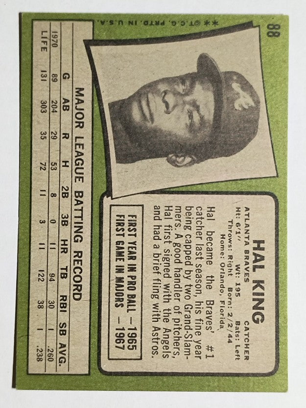 1971 Topps #88 Hal King (EXMT)