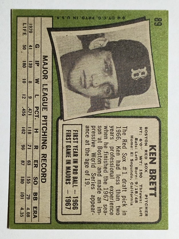1971 Topps #89 Ken Brett (EX)
