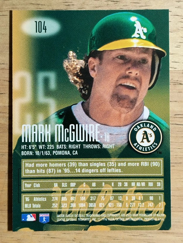 1996 Emotion-XL #104 Mark McGwire
