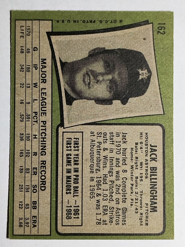 1971 Topps #162 Jack Billingham (EX)