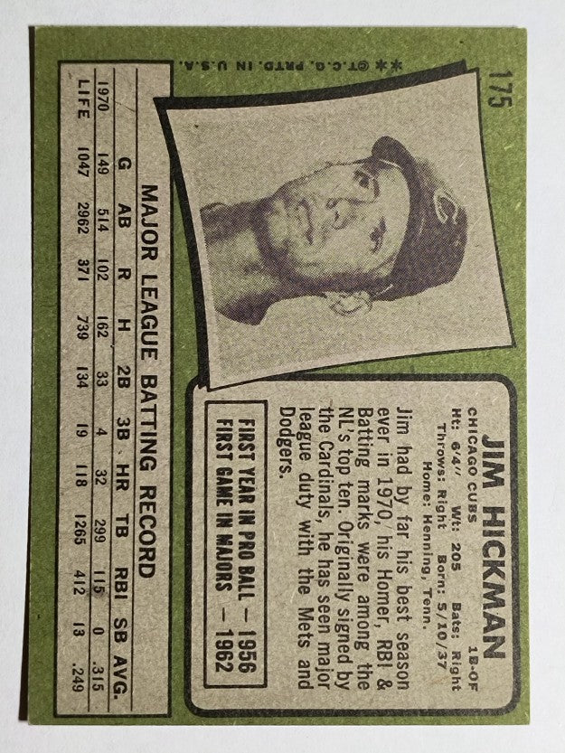1971 Topps #175 Jim Hickman (EX)