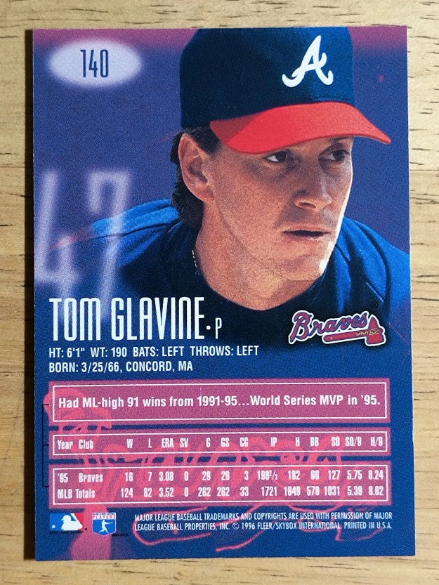 1996 Emotion-XL #140 Tom Glavine