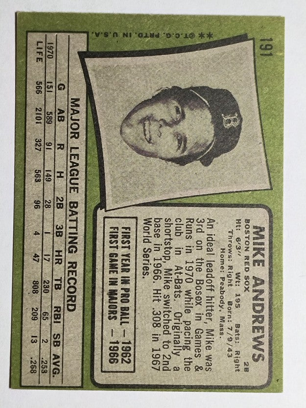 1971 Topps #191 Mike Andrews (EX)