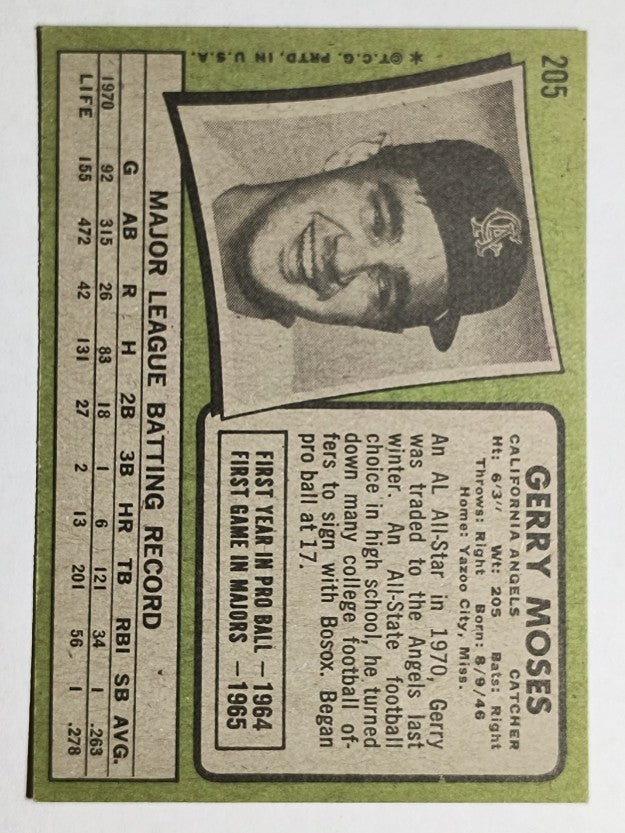 1971 Topps #205 Gerry Moses (EXMT)