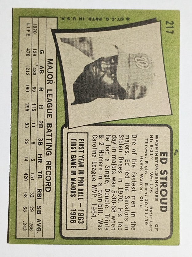 1971 Topps #217 Ed Stroud (EX)
