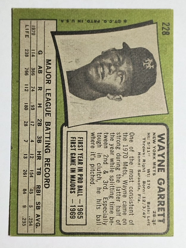 1971 Topps #228 Wayne Garrett (EX)