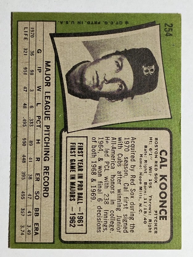 1971 Topps #254 Cal Koonce (EX)