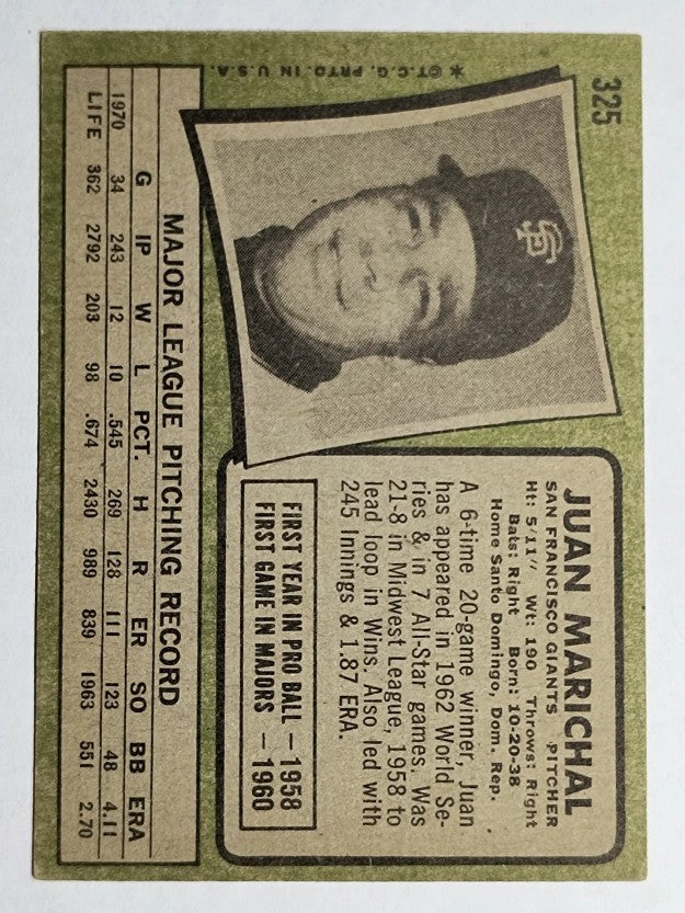 1971 Topps #325 Juan Marichal (VGEX)