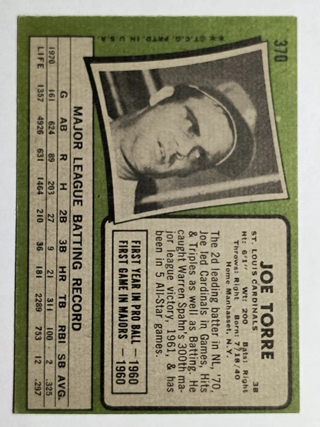 1971 Topps #370 Joe Torre (EX)
