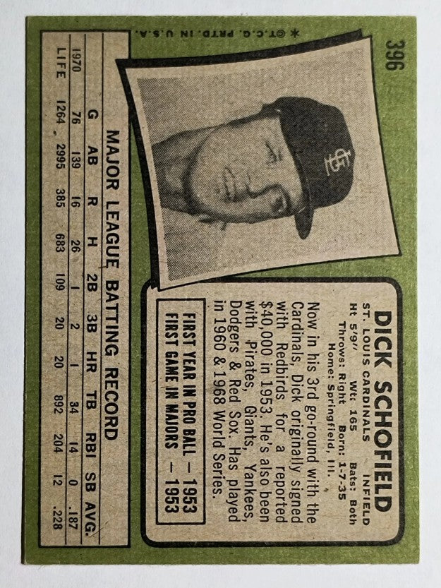 1971 Topps #396 Dick Schofield (EX)