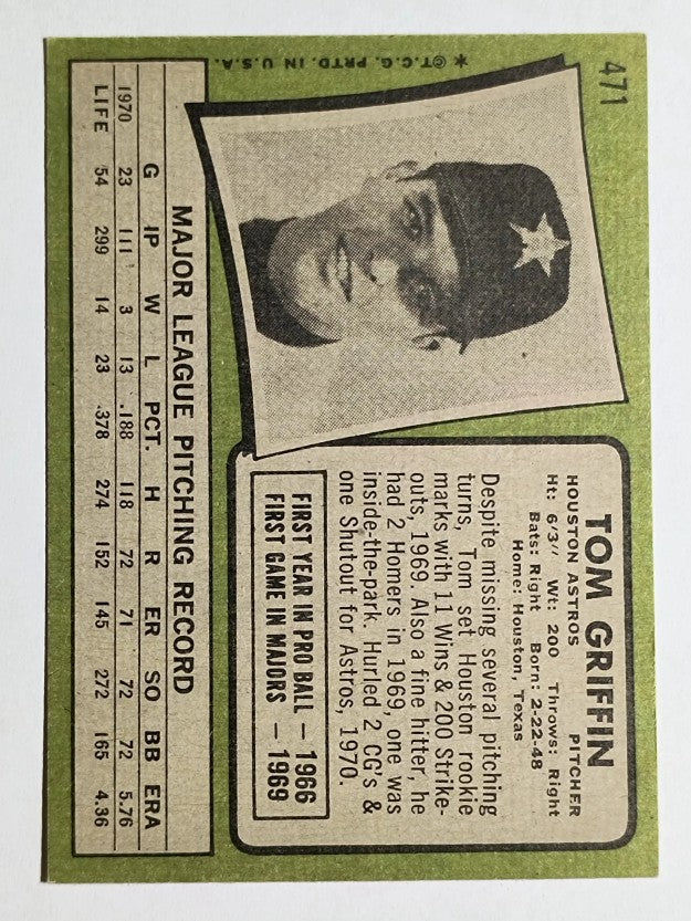 1971 Topps #471 Tom Griffin (EXMT)