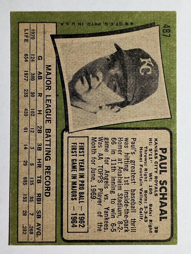 1971 Topps #487 Paul Schaal (EXMT)