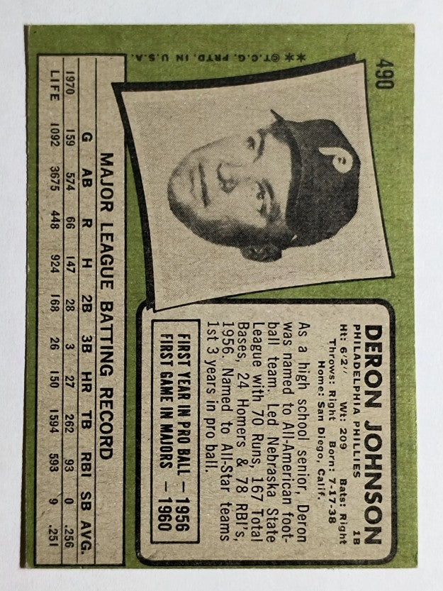 1971 Topps #490 Deron Johnson (EX)