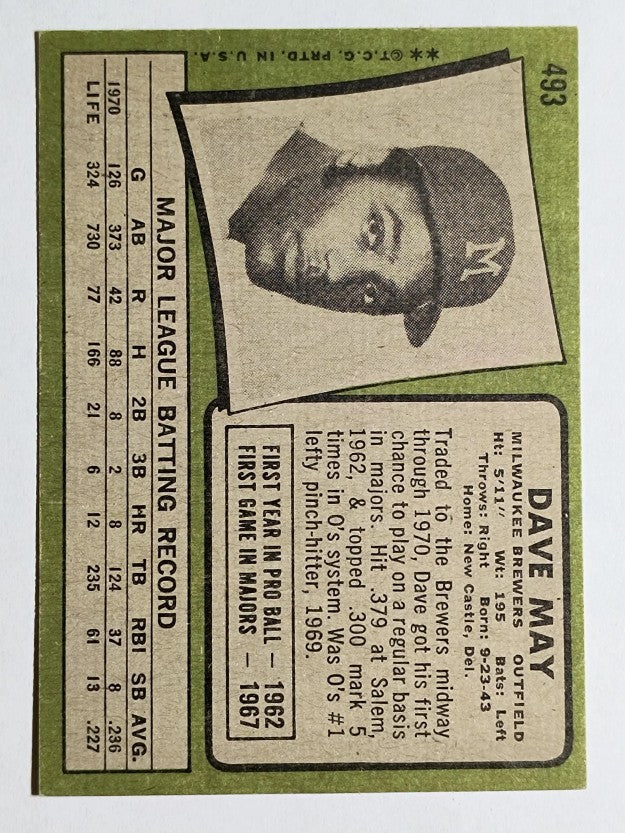 1971 Topps #493 Dave May (EXMT)
