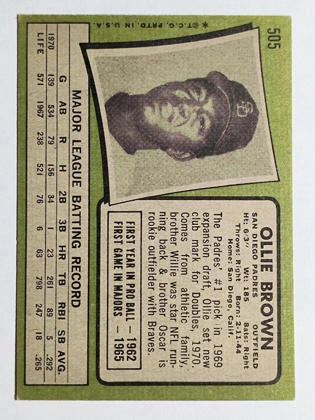 1971 Topps #505 Ollie Brown (EXMT)