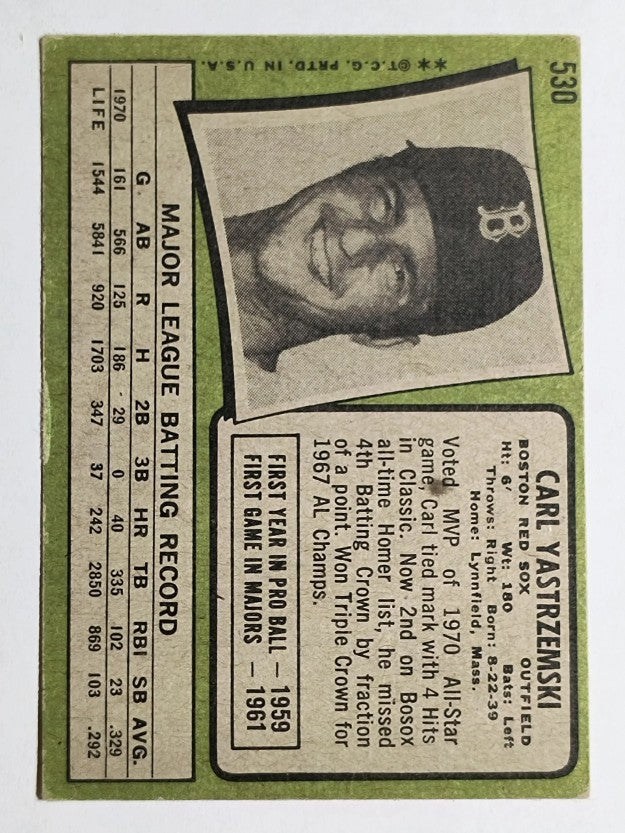 1971 Topps #530 Carl Yastrzemski (VGEX)