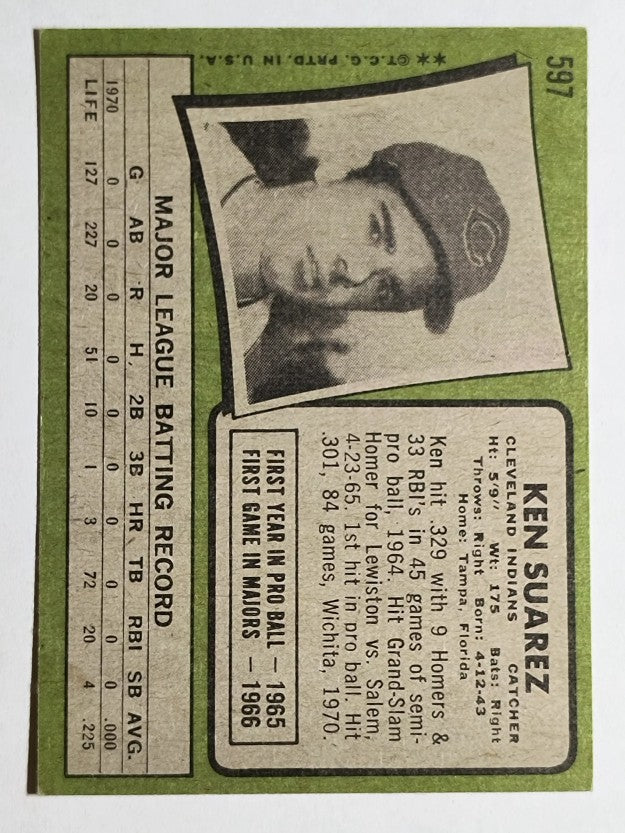 1971 Topps #597 Ken Suarez (EX)