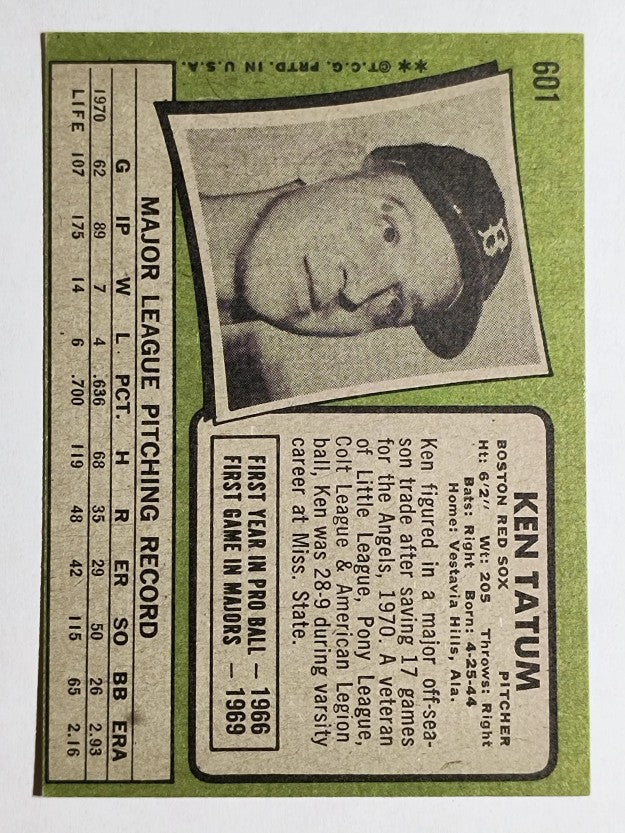 1971 Topps #601 Ken Tatum (EXMT)